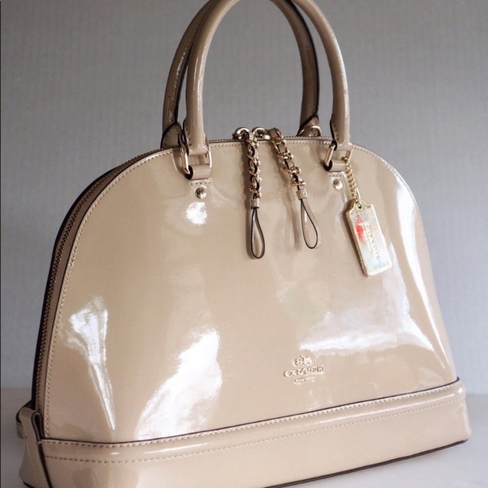 NWT Auth Coach Large Sierra Patent Nude Top Handle